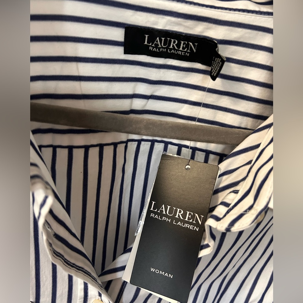 Ralph Lauren Blue and White Striped Button Down Shirt - Picture 4 of 9